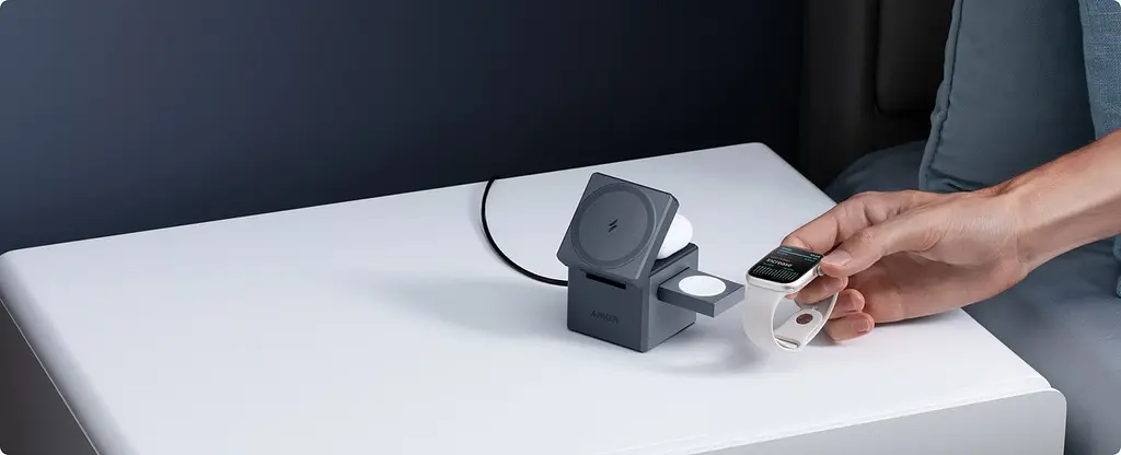 Беспроводное зарядное ANKER MagGo Wireless Charging Station 15W 3-in-1 Cube Y1811G11 - фото 8