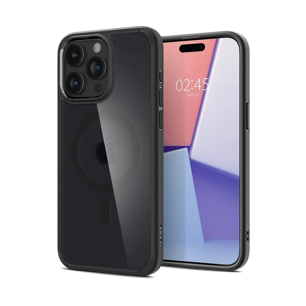 Чехол Spigen Ultra Hybrid MagSafe для iPhone 15 Pro Frost Black (ACS06720) + защитное стекло - фото 4