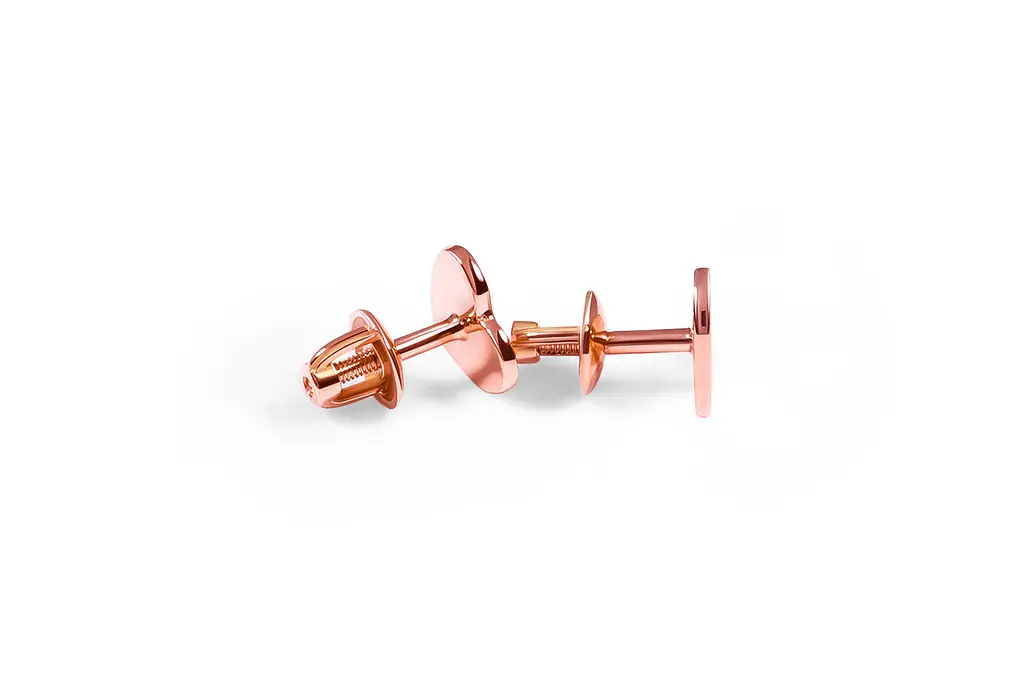 Сережки пуссети з червоного золота серце S-0103 - фото 4