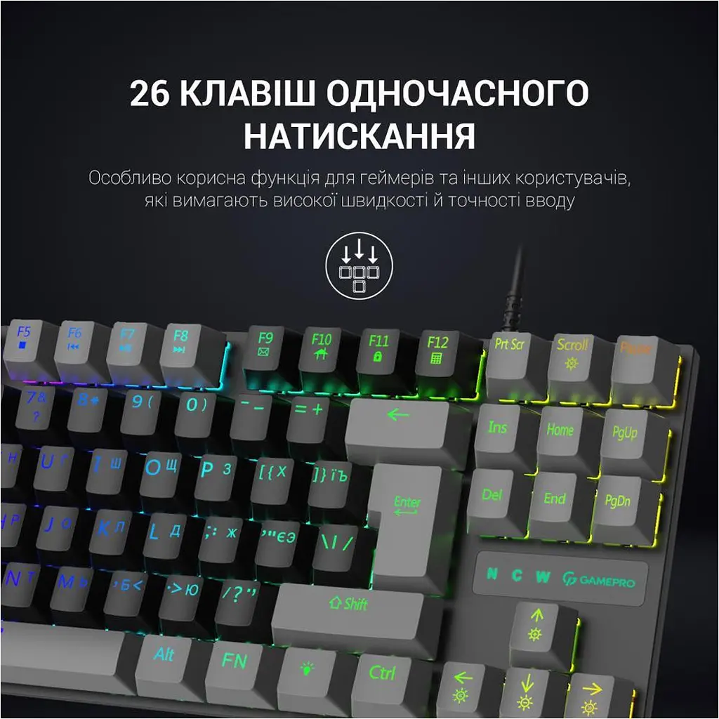 Клавиатура GamePro MK100R Red Switch LED USB Black/Grey [MK100R] [111030] - фото 5