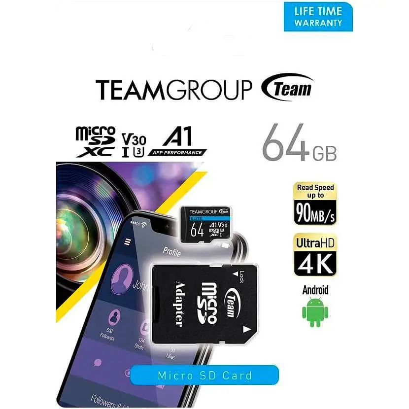 Карта памяти Team MicroSDXC 64GB UHS-I/U3 Class 10 Elite (TEAUSDX64GIV30A103) - фото 3
