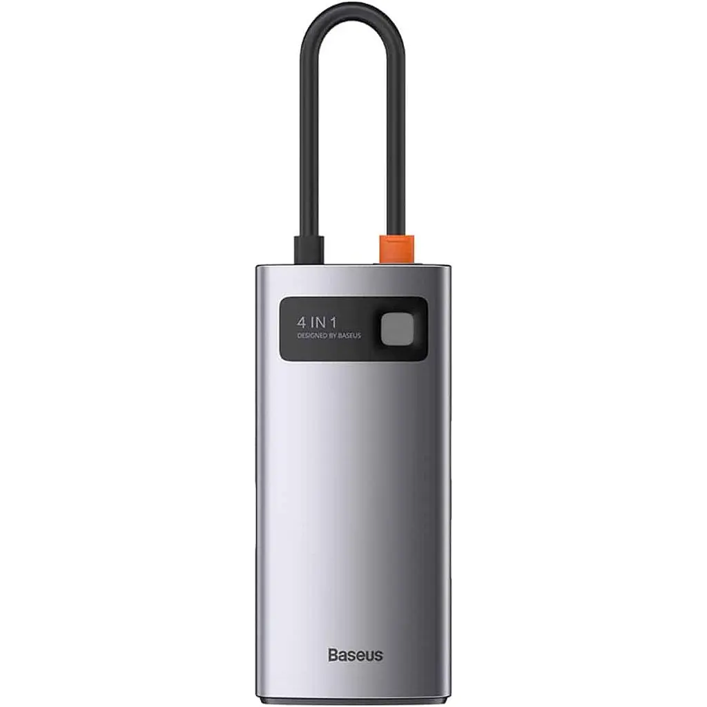 USB-хаб Baseus Metal Gleam Series 4-in-1 Multifunctional Type-C Hub Docking Station Gray (CAHUB-CY0G) [75254] - фото 2