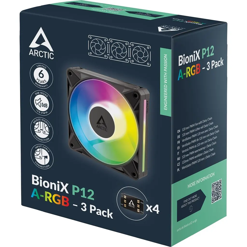 Комплект корпусних вентиляторів Arctic BioniX P14 A-RGB 3-Pack Black (ACFAN00341A) [176023] - фото 10