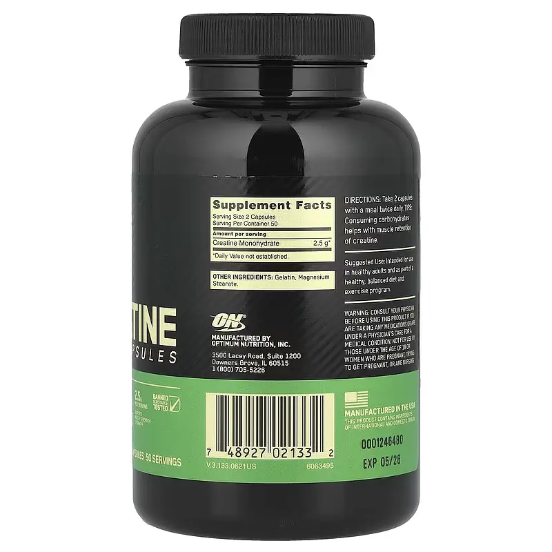 Мікронізований Креатин Optimum Nutrition Моногідрат - 100 капсул - фото 2