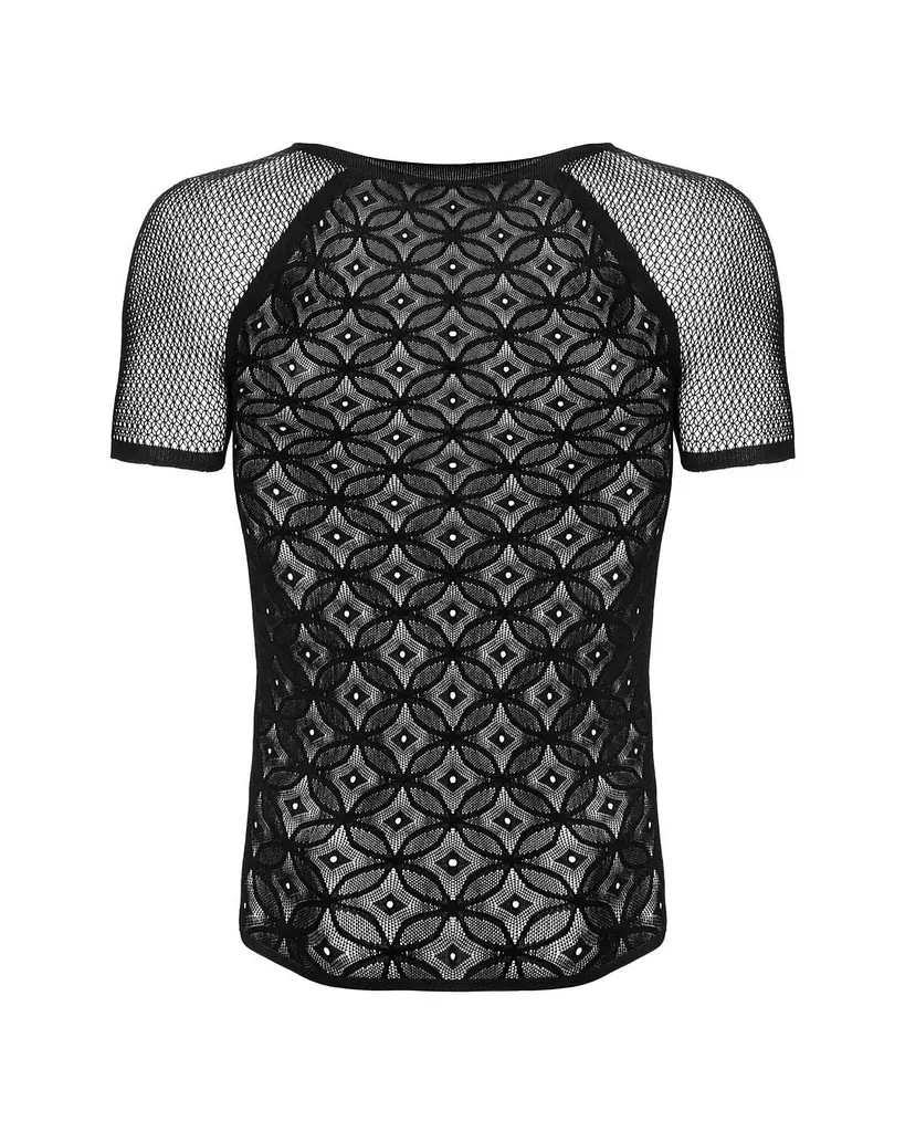 Чоловічі напівпрозорі футболки з орнаментом Obsessive T102 T-shirt чорна S/M/L - фото 5
