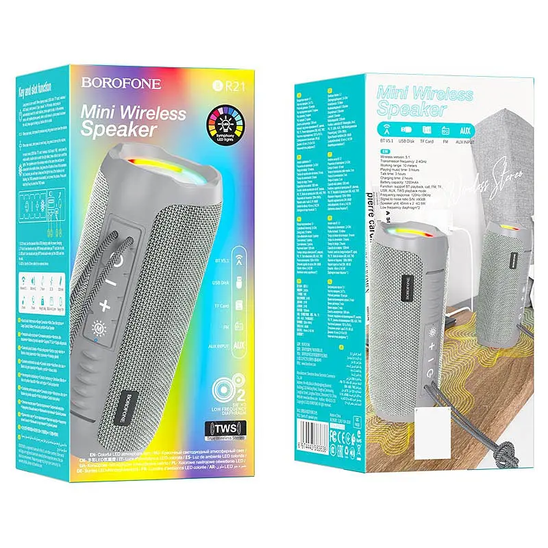 Bluetooth Колонка Borofone BR21 Gray - фото 2