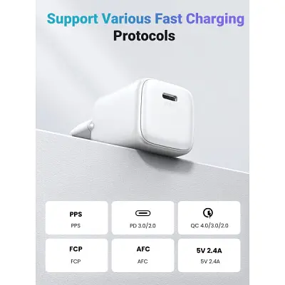 Зарядний пристрій Ugreen USB-C PD 20 Вт GaN X512 білий (55554) - фото 8