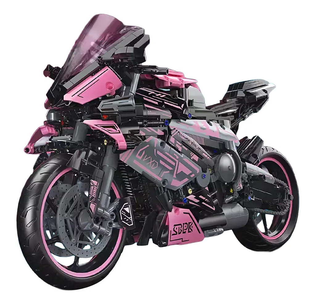 Конструктор Гоночный Мотоцикл розовый 2066 элементов Ramiz - фото 2