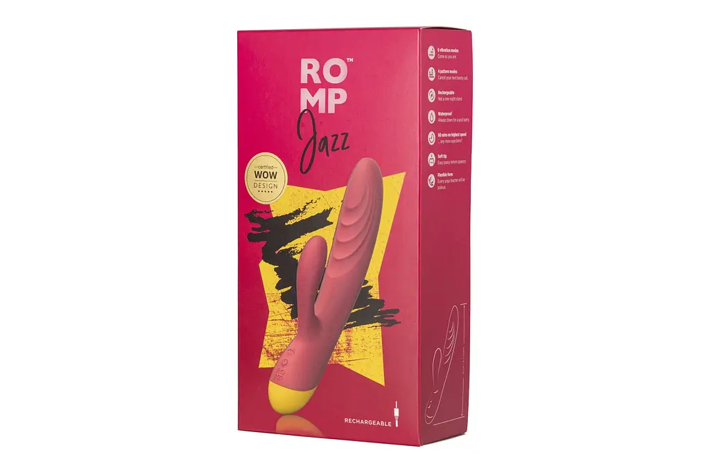 Вібратор-кролик Romp Jazz, гнучкий, особливо м’яка головка, 10 варіантів стимуляції - фото 5