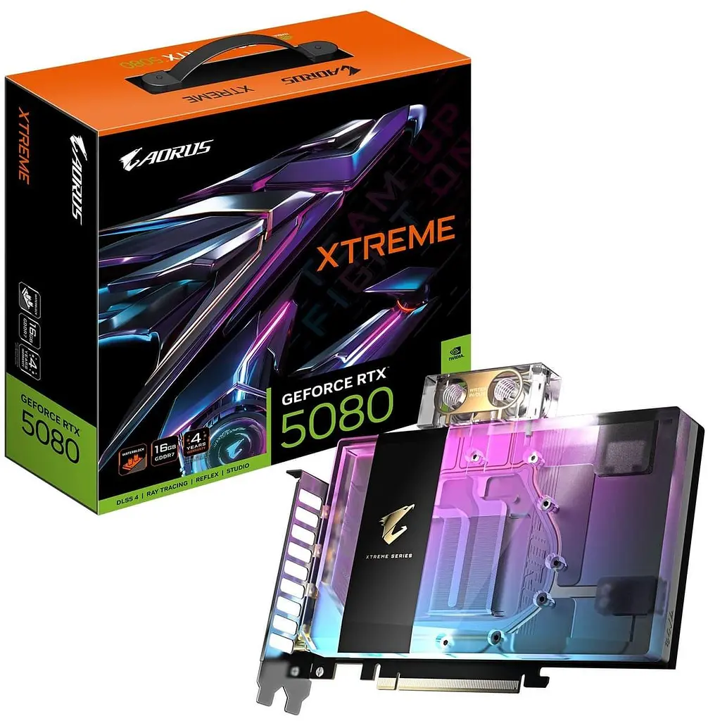 Видеокарта Gigabyte RTX 5080 16Gb AORUS XTREME WATERFORCE WB (GV-N5080AORUSX WB-16GD) (GDDR7, 256 bit, PCI-E v5.0 x16) - фото 10