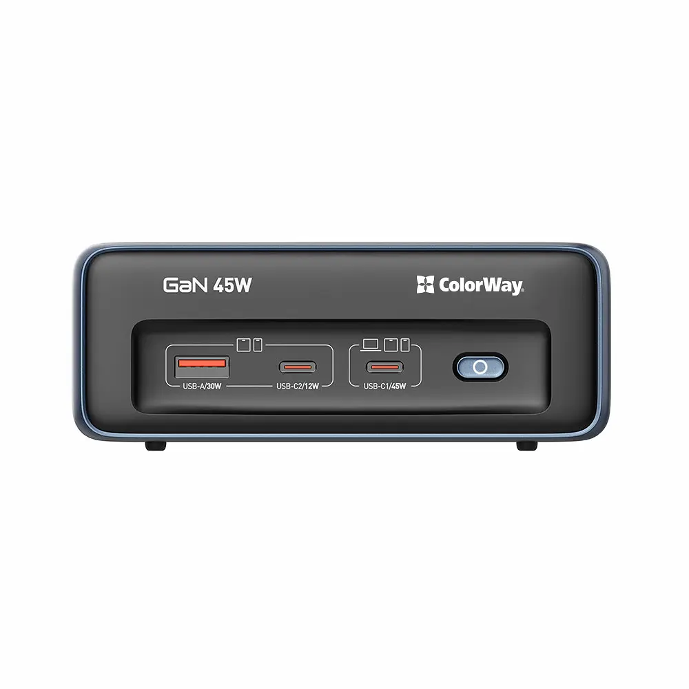 Фільтр живлення ColorWay CW-CHE25PDB 45W 2 розетки, 1xUSB-A 2xUSB-C, 2 м, синій - фото 2