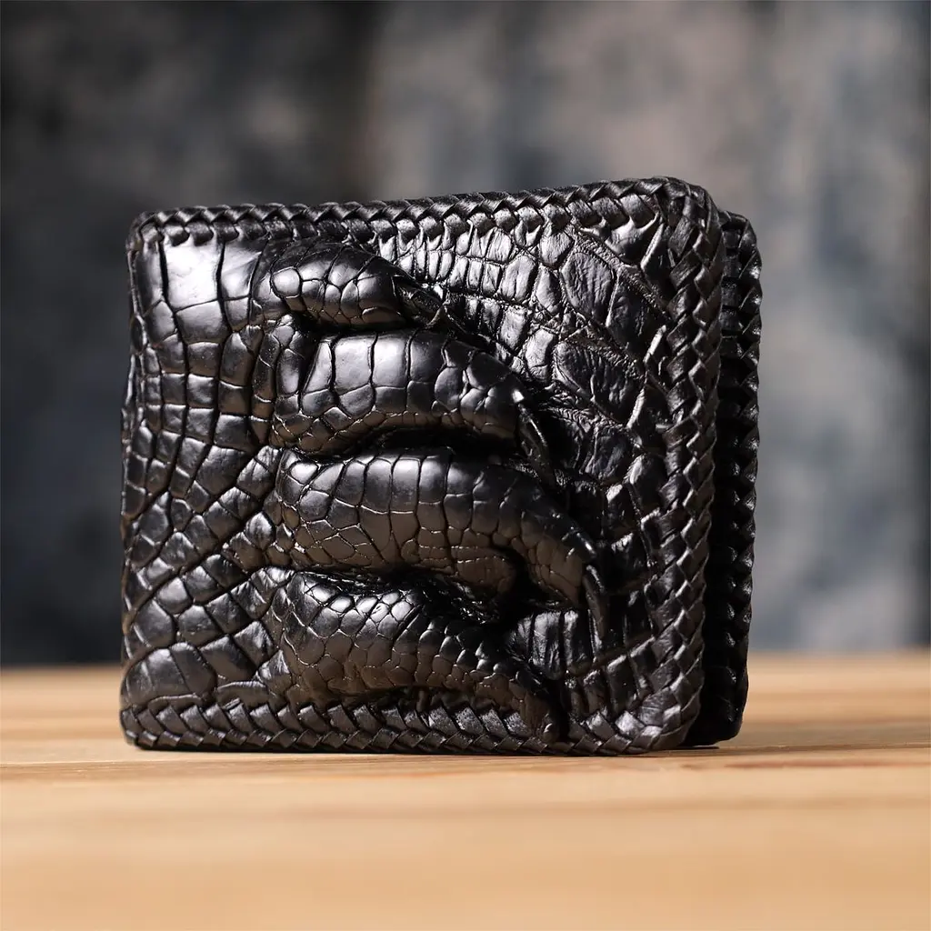 Портмоне з натуральної шкіри крокодила чорне CROCODILE LEATHER 18004 - фото 8