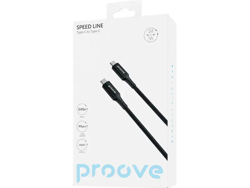 Кабель USB Type-C Proove Speed Line USB Type-C to USB Type-С 240W 1m Black (CCSL60002201) - фото 2