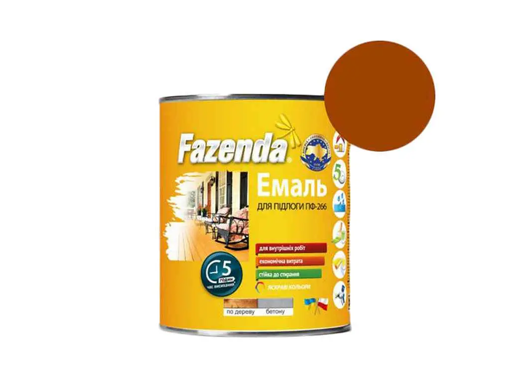 Емаль алкідна ПФ-266 FAZENDA Жовто-коричневий 2.8кг