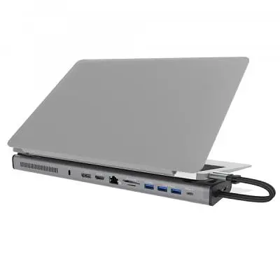 Порт-реплікатор J5create Dock-Station USB-C 10Gbps, 12-in-1 (слот M2 NVMe/хаб/HDMI/DP/PD/картрид/LAN) (JCD552-N) - фото 4