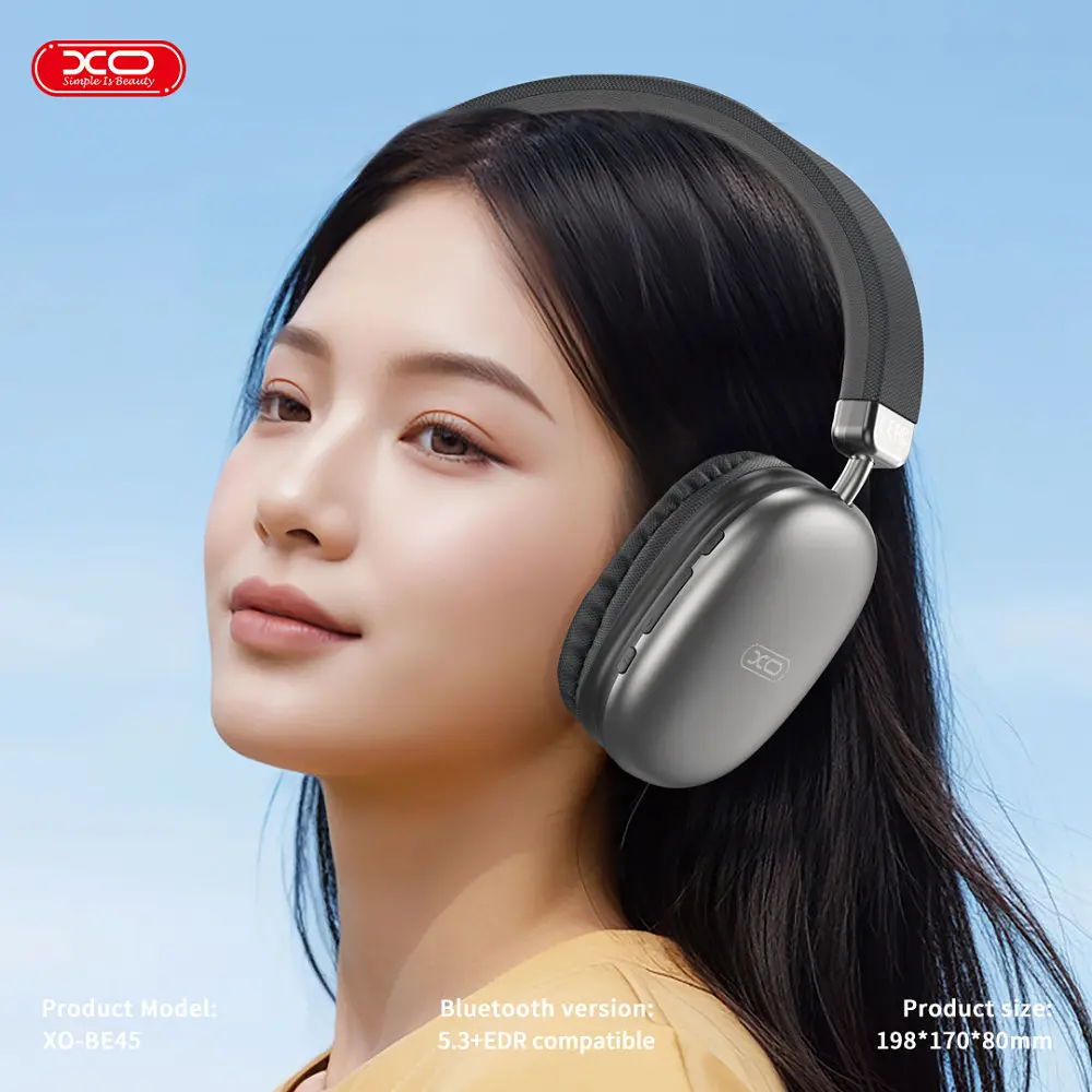 Навушники XO BE45 Beiguo Headworn стерео бездротові сріблясті - фото 2