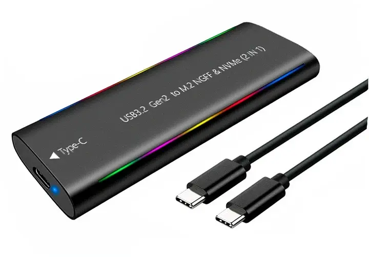 Карман Dynamode зовн. для M.2 SSD NVMe/SATA combo через USB3.2 GEN2 Type-C безгвинт. алюм. матова сіра (DM-CAD-SSD10)