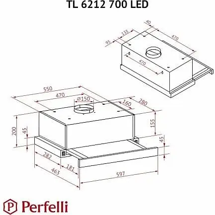 Витяжка телескопічна Perfelli TL 6212 BL 700 LED - фото 10