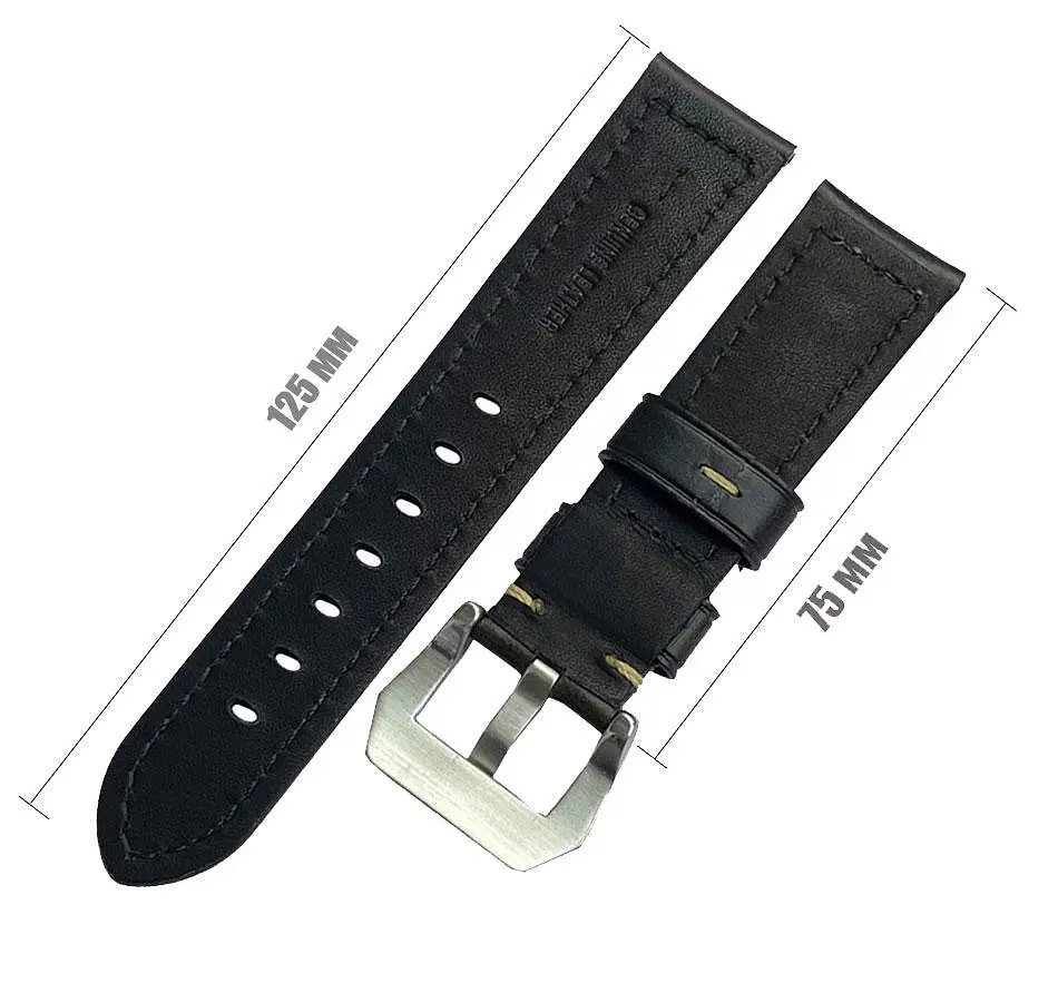 Кожаный ремешок Primolux F001 Steel buckle для часов Garmin Vivoactive 4 Black - фото 3