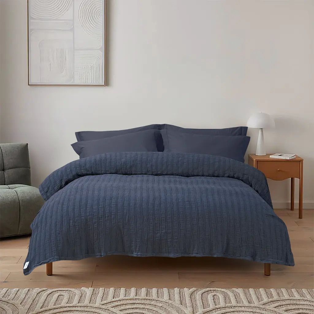 Покрывало-pike Lotus Home - Cardiff lacivert синий 240x260 - фото 2