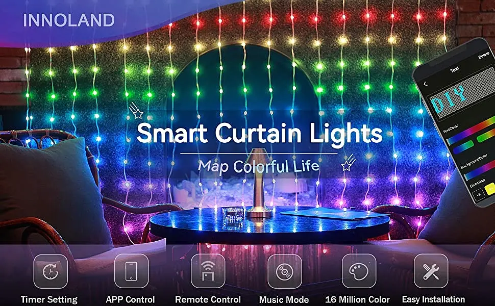 Світлодіодна Smart LED Гірлянда штора 3х3 метри 200 Led Lights, WiFi+Bluetooth, IP44 - фото 4