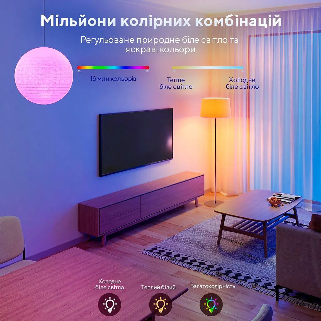 Розумна лампа Govee H6004 RGB Wi-Fi/Bluetooth E27 8W 800 lm білий - фото 3