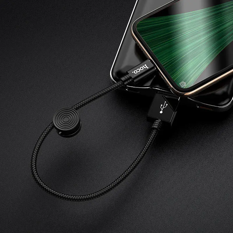 Кабель із посиленим обплетенням HOCO X35 microUSB зарядний 25 см короткий шнур - фото 3