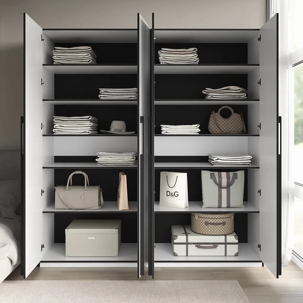 Шафа для одягу Flamecame у спальню з поличками на 4 двері FR-17 Венге - фото 2