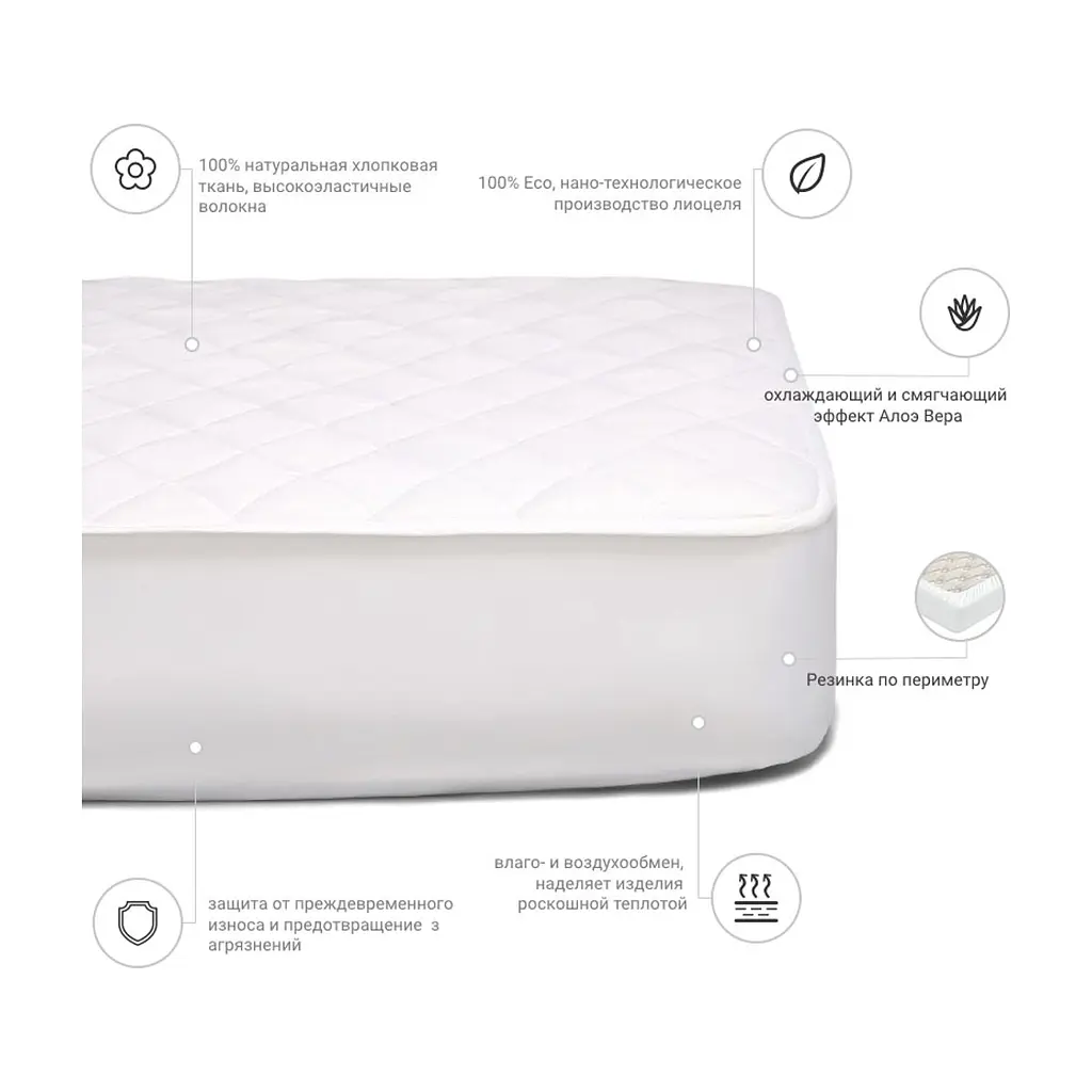 Наматрацник MirSon Natural Line Стандарт Tencel Aloe Vera 982 120x200 см (2200000837301) - фото 3
