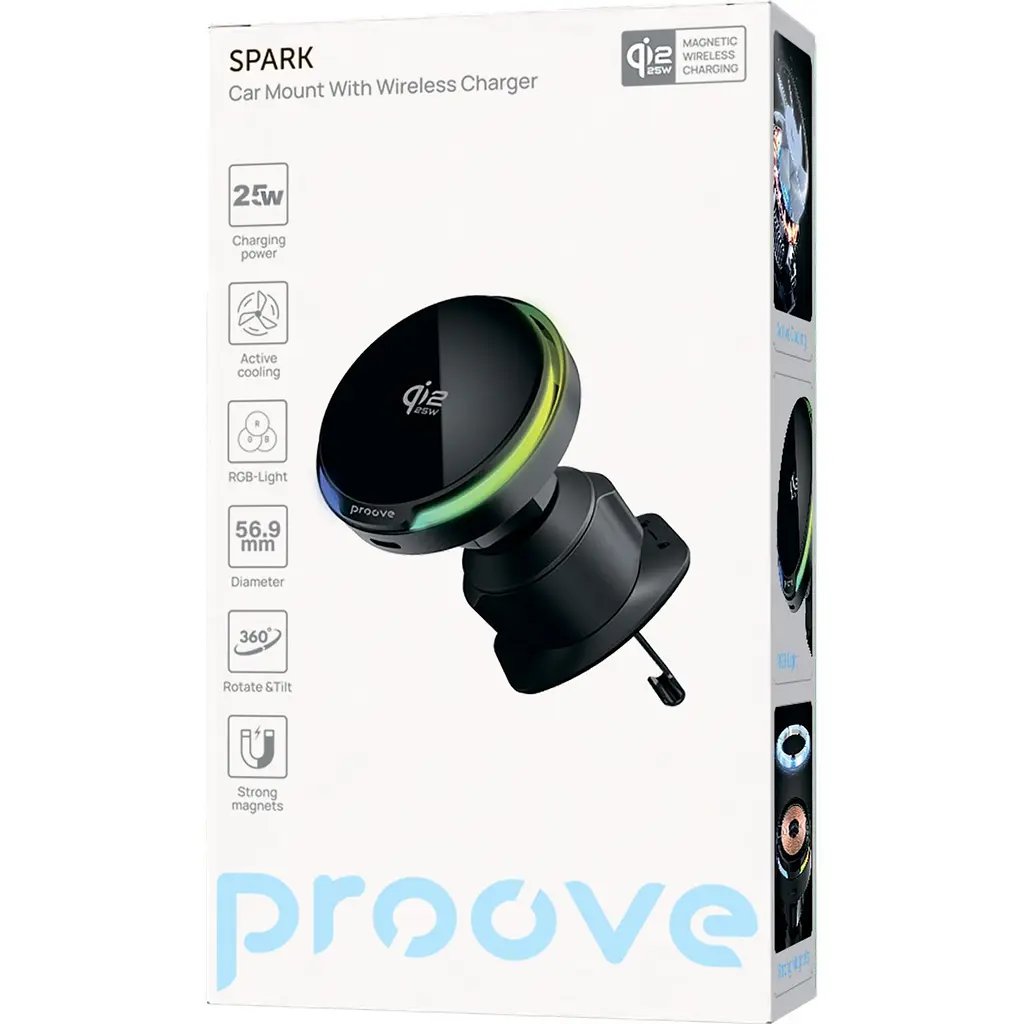 Автотримач із бездротовою зарядкою Proove Spark Qi2.2 25W Black (WHSQ25002001) [165615] - фото 11