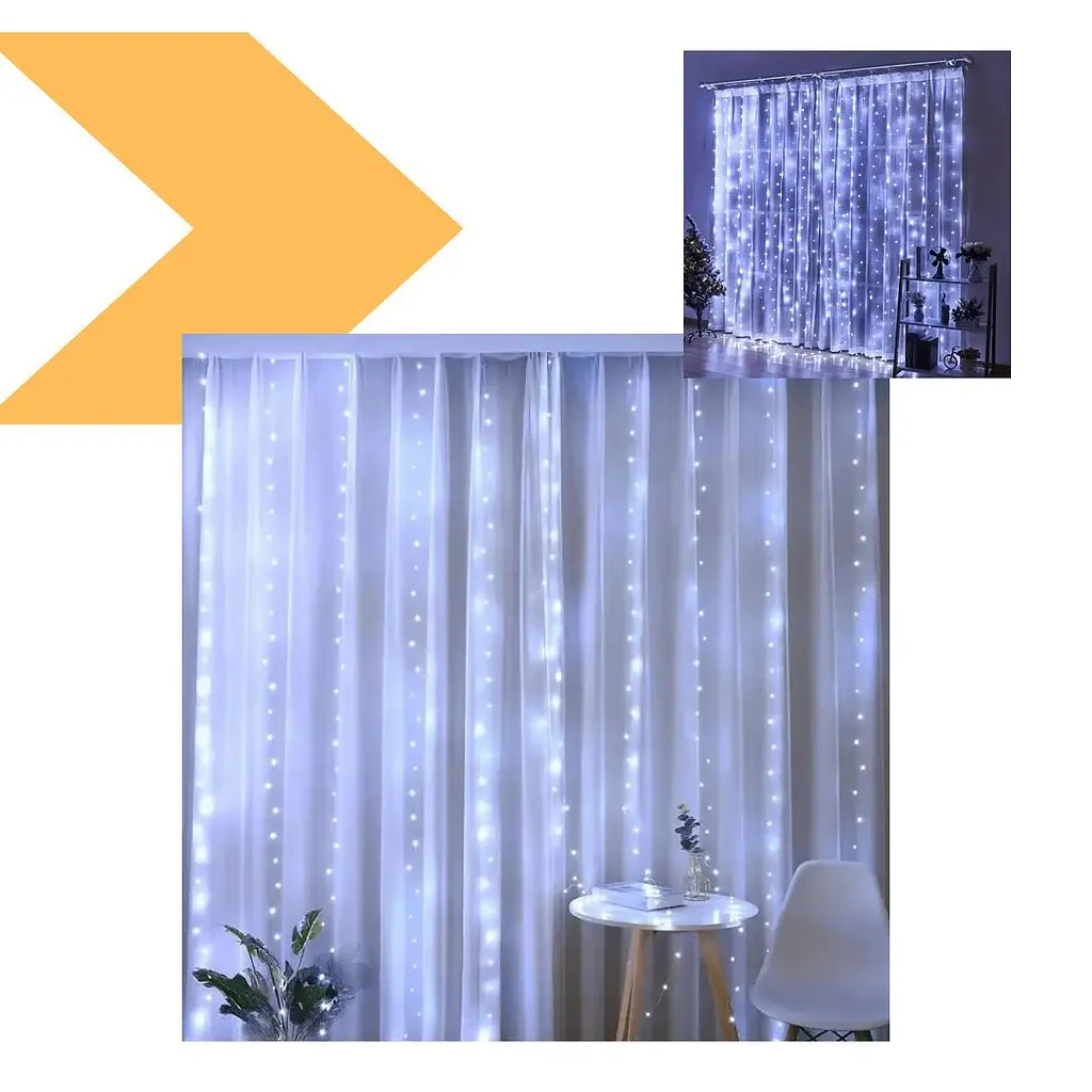 Світлодіодна гірлянда-завіса USB 200 LED 3x2м з пультом Блакитний (47719-708_214) - фото 2