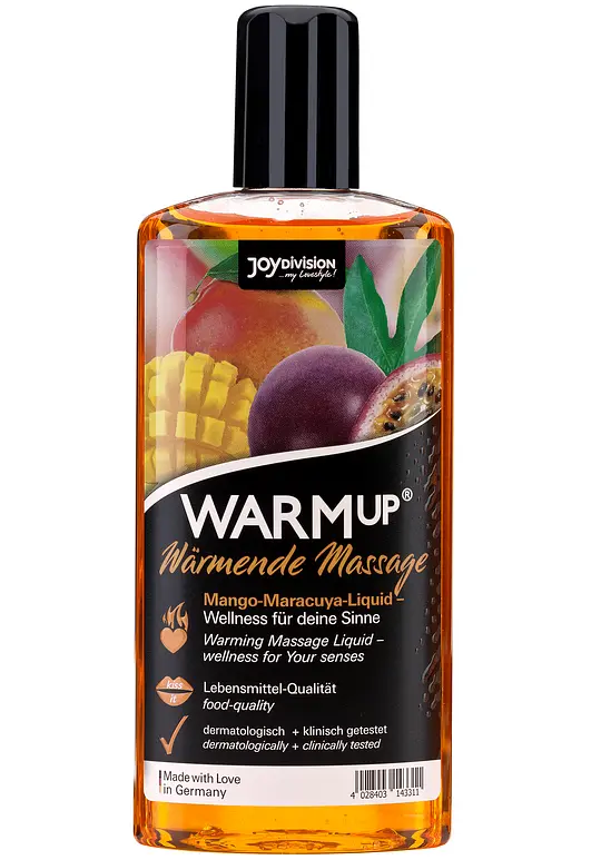 Масажна олія Joy Division Warmup Mango + Maracuya зі зігрівальним ефектом і ароматом манго та маракуї, 150 мл