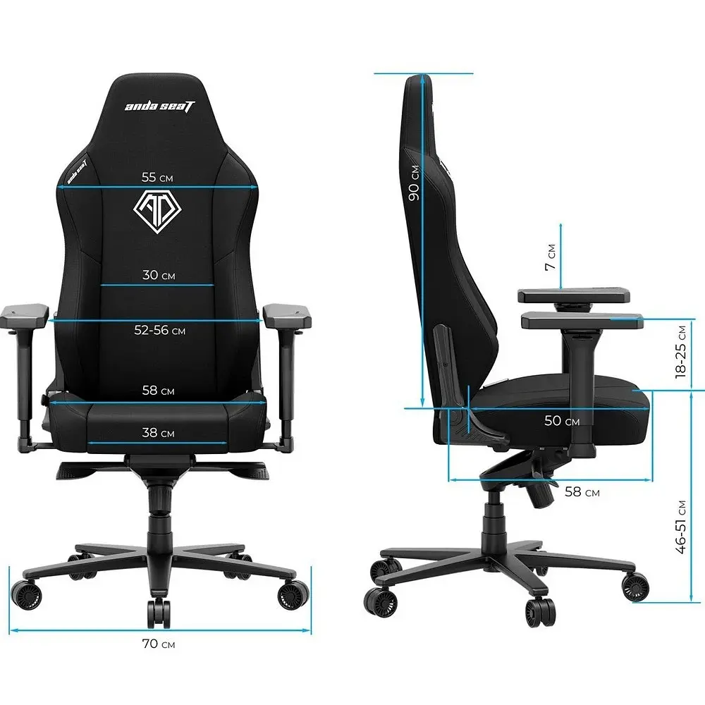 Крісло ігрове Anda Seat Phantom 3 XL Gray Fabric (AD18XL-52-G-F-G01) - фото 8