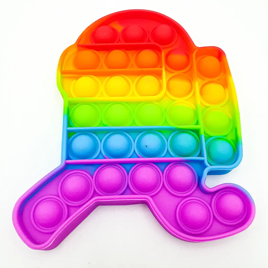 Сенсорна іграшка антистрес силіконова нескінченна пухирка попит UKC Pop It Fidget Амонгас біжить веселка