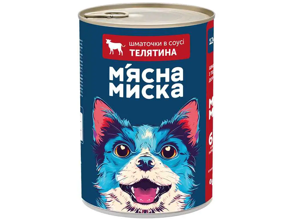 Корм для собак М'ЯСНА МИСКА Консерва 415г шматочки в соусі з телятиною