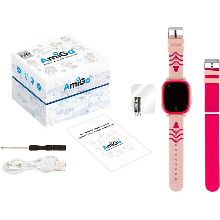 Дитячий водонепроникний смарт-годинник AmiGo GO005 4G WIFI Thermometer Pink [59323] - фото 7