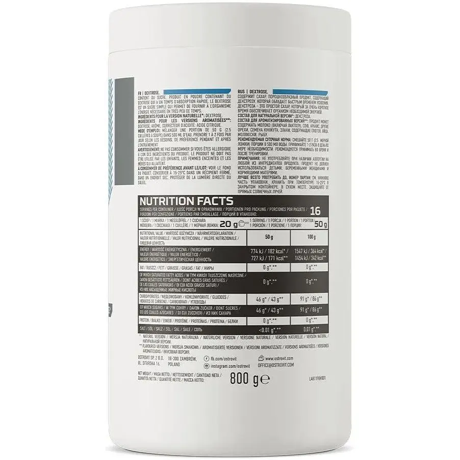 Изотоник OstroVit Dextrose Натуральный 800 г - фото 2