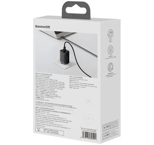 Зарядное устройство Baseus GaN3 Pro 3 порта 2C+U 65W (CCGP050101) - фото 7