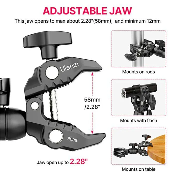 Шарнірний кріплення Ulanzi R096 Double Super Clamp UV-2870 R096 Black - фото 3