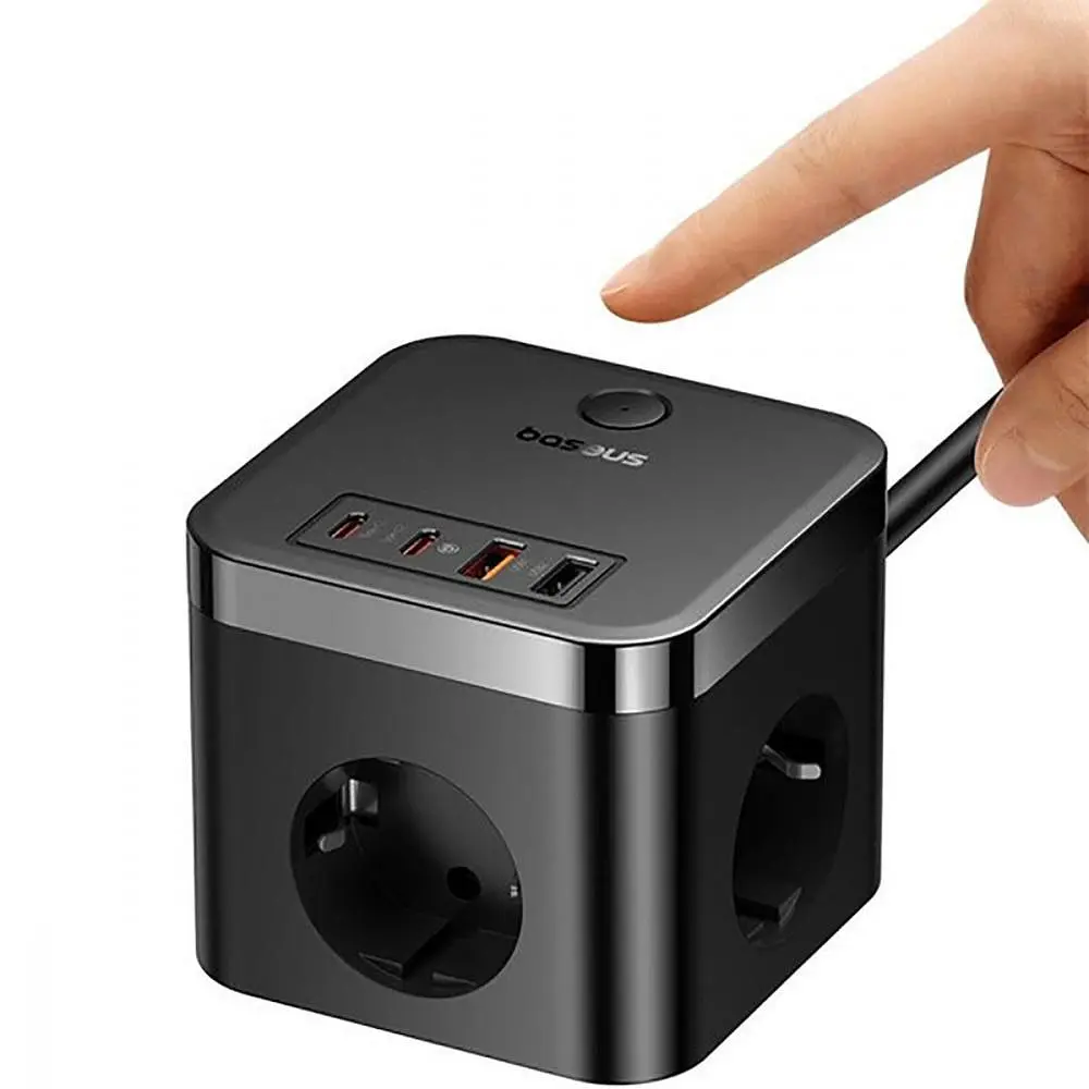Мережевий фільтр PowerCombo Cube Power Strip 3xAC+2xUSB+2xType-C 30W (1.5m) black (E00066400117-00) - фото 4