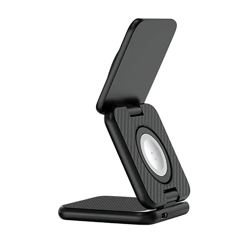 БЗП WIWU Wi-W035 Kevlar Mag Go 3 in 1 wireless charger Black - фото 2