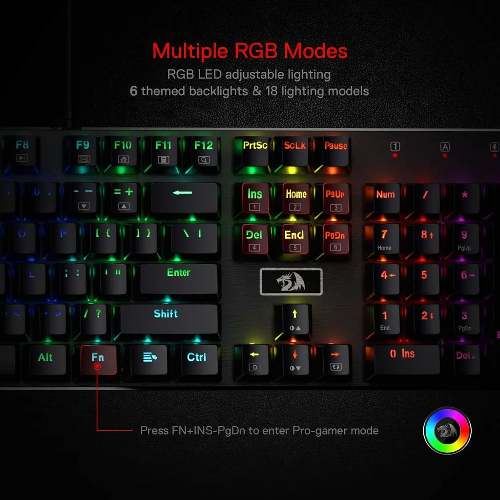Механічна клавіатура Redragon K556 RGB 104 клавіші Red Switch Hot-Swap, англійська розкладка - фото 5