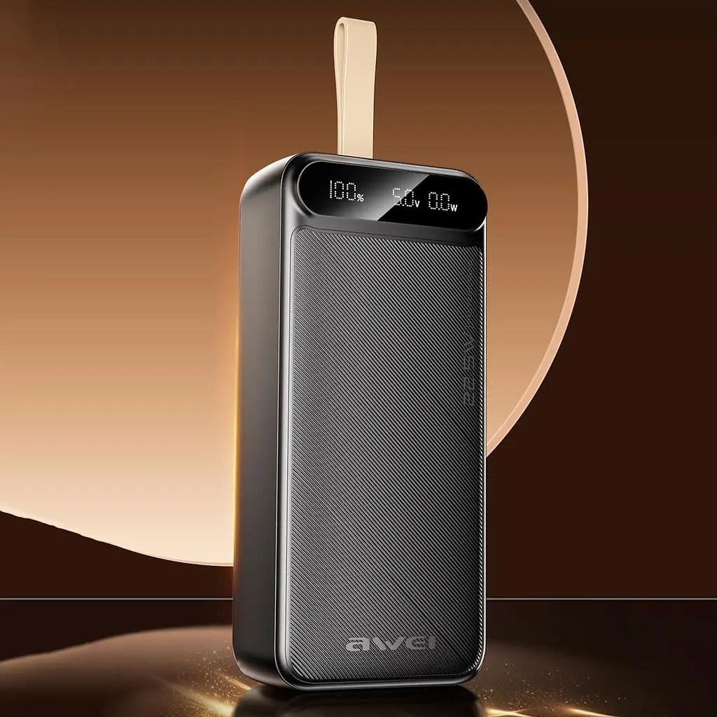 Повербанк Awei PA12 на 30000 mah 22.5W Чорний, зовнішній акумулятор роутера — телефона, потужний powerbank - фото 5