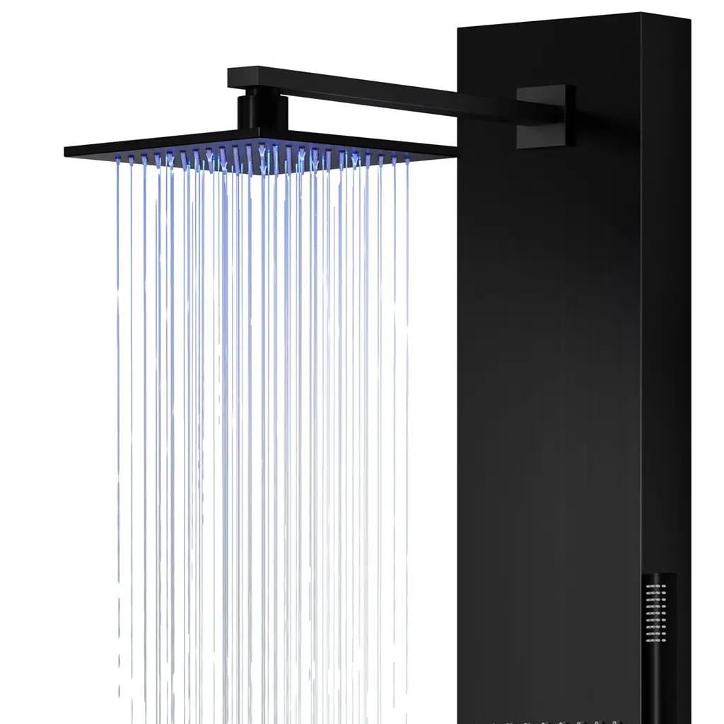 Душова панель Corsan Neo black LED з виливом S060MBLLEDW, Чорний матовий - фото 5