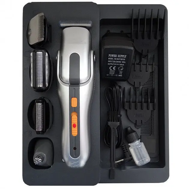 Машинка для стрижки волосся та бороди XPRO GM-581 професійна з насадками сіра (GM-581_456) - фото 3