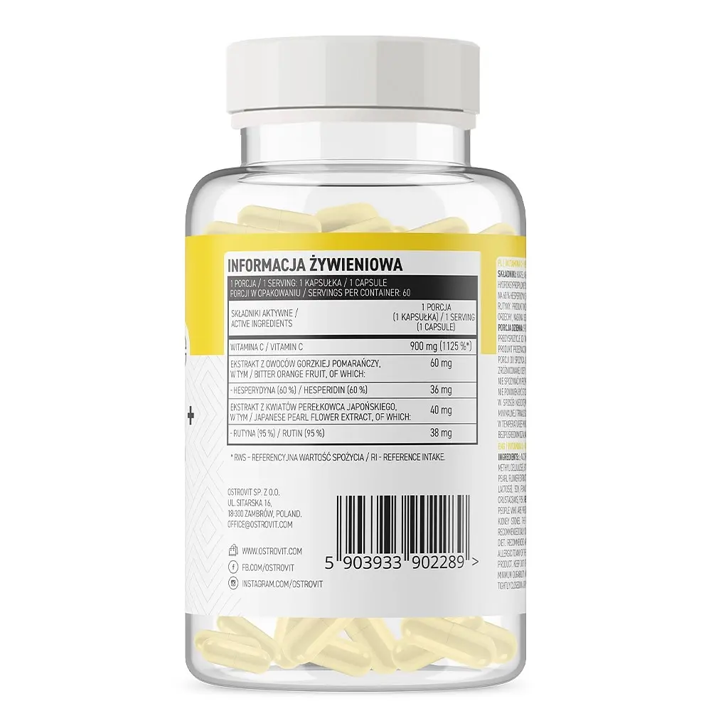 Витамин OstroVit Vitamin C + Hesperidin + Rutin 60 капсул - фото 2