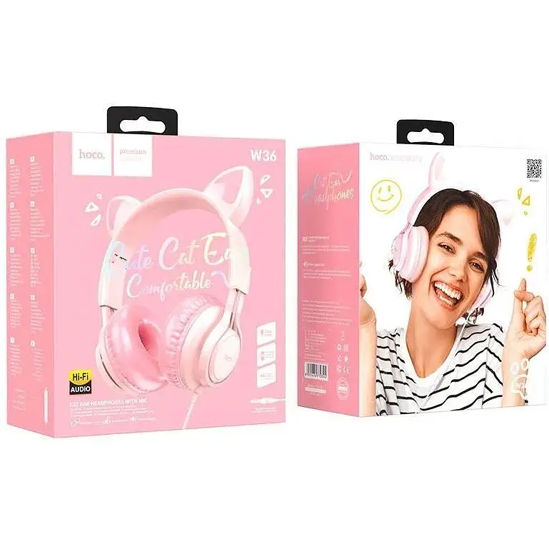 Навушники Hoco Cat ear headphones with mic W36 синьо-жовтогарячі - фото 3