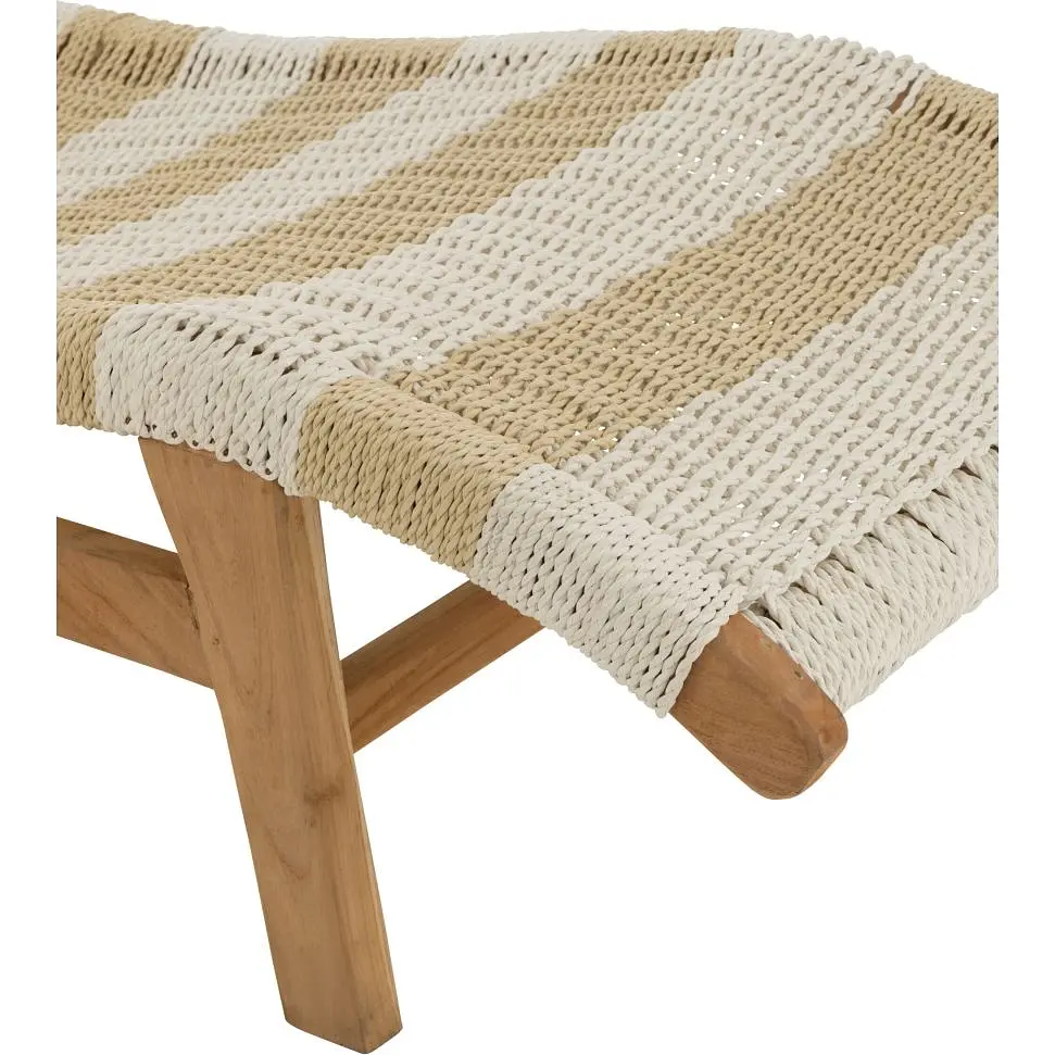 Шезлонг J-line з подушкою бежевий з білим (41519) - фото 5