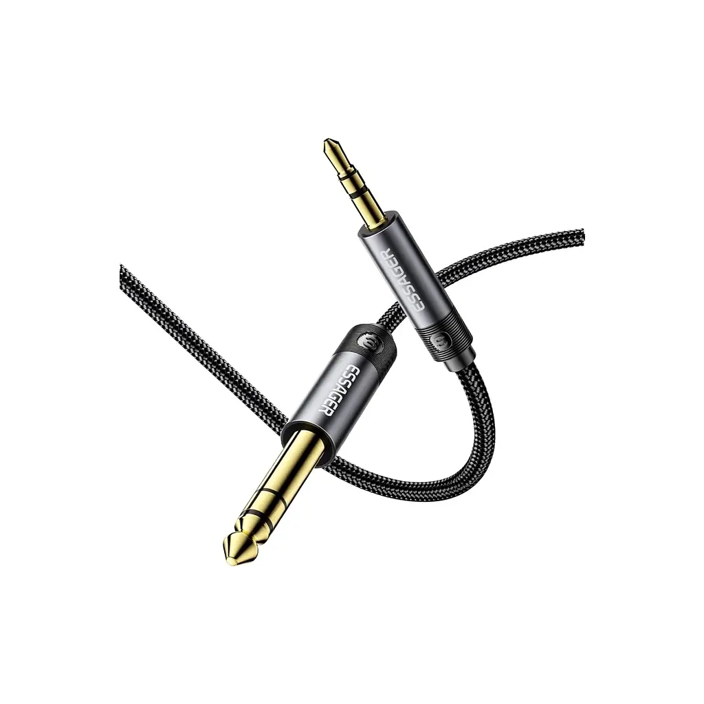 Кабель мультимедійний Essager 3.5 mm M - 6.35 mm M чорний 1.2 м (EYPMM-XL0G-P) - фото 3