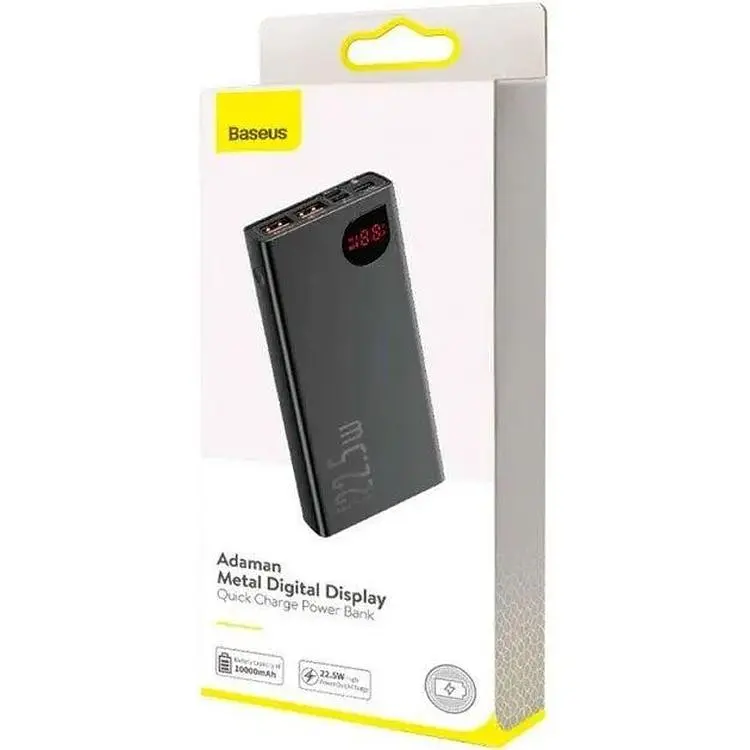 Портативная батарея Baseus Adaman Metal Digital Display 10000 mAh 22.5W QC 3.0 PPIMDA-B0A Black - фото 2